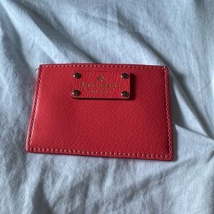 Kate Spade Pink Card Holder with Gold Accents